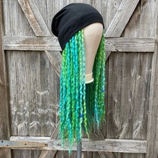 Seafoam Wool Dreadlock Hat Wig - 20 Inches - Dread Wig - Hippie Style