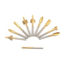 10x Rotary Tool Sets 1/8" 3mm Mini Shank HSS Titanium Router Bits Fit For Dremel