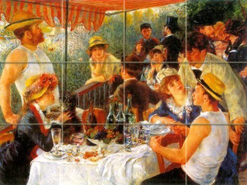 Tile mural luncheon boating - mural, of