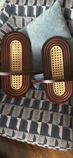 Pair Of Rattan Mahogany Wood