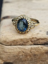 Vintage Attwood And Sawyer Blue & Clear Stone Ring. A&S. Signed. UK R