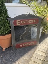 Vintage Handcrafted Wooden Double Sided stable business swing sign Ponies Horses