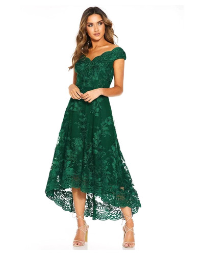 Quiz green embroidered dipped - green,