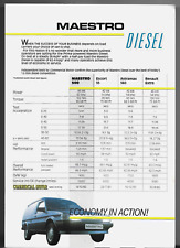 Austin Maestro Diesel Van Comparisons, Quotes 1988-1989 UK Single Sheet Brochure