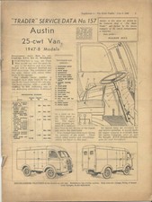 Austin 25 cwt Van 1947-8 Models Motor Trader Service Data No. 157 1949