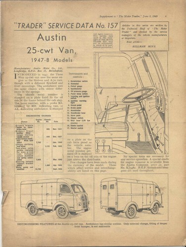 Austin cwt van 1947 8 - cwt, 1947-8
