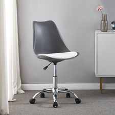Swivel Office Desk Chair Dressing Table Small Bedroom Makeup Stool Vanity Grey 