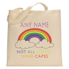 Personalised Rainbow Tote Bag, NHS Nurse Key Worker 2020 Heroes Wear Capes
