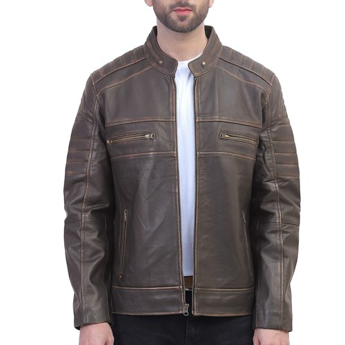 Men brown leather cafe - cafe, racer