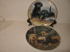 2 x  LABRADOR DOG  PLATES  -   BEGINNERS LUCK & SWEET DREAMS  -   FRANKLIN MINT