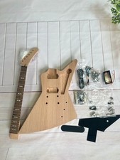 DIY Full Set Kits Unfinished Explorer Electric Guitar Mahogany Body HH Pickups