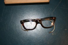 Vtg 40/50's small tortoise shell glasses & case 120mm x 112mm wire arms revival