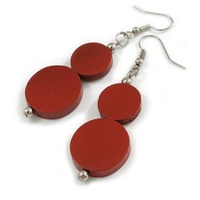 Double Bead Maroon Wooden Drop