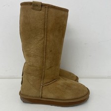 Emu Brown Suede Sheepskin Tall Boots Size UK 4