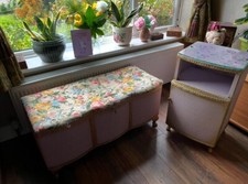 Lloyd Loom Style ottoman And Bedside Locker