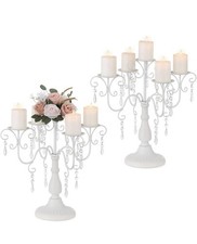 Sziqiai Candelabra Candle Centrepieces for Tables - White Pillar Candle Holder