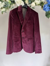 Ted Baker Blazer Mens Tuxedo Suit Edward TB 3 UK M Red Velvet Dinner Jacket NEW