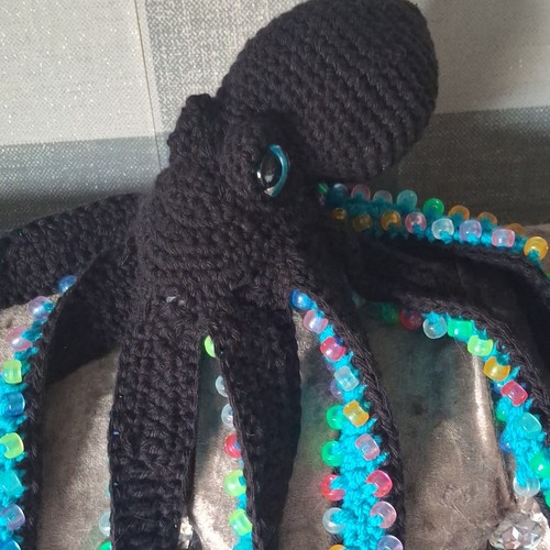 Handmade black octopus beaded - handmade,