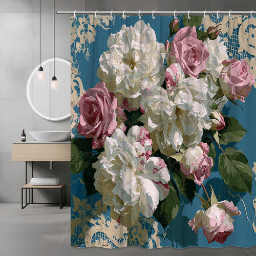 Floral roses shower curtain - floral,