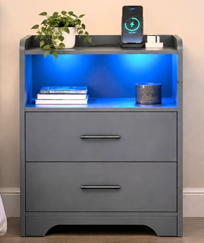 Grey bedside table - grey, with