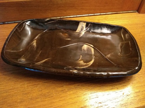 Studio pottery dish tray - pottery,