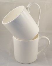 Pair of Large 1pt White Bone China Mugs 