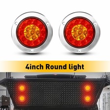2pcs Round 4"  LED Truck Trailer Stop Turn Tail Brake Lights Waterproof 16-LED
