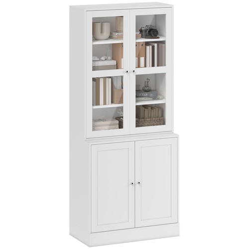 Homcom bookcase with glass - with,