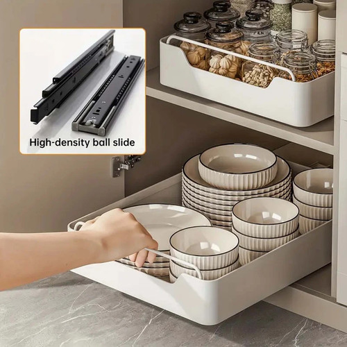 Sliding metal storage basket - storage,