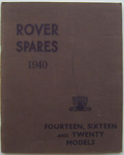 Rover P2 14 16 & 20 Models Original Factory Illustrated Parts Catalogue 1940