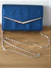 Quiz Blue glitter Clutch / Shoulder Evening Bag