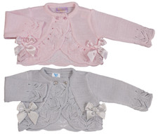 Baby Girl Bolero Cardigan Spanish Style Fancy Fine Knit BOWS 