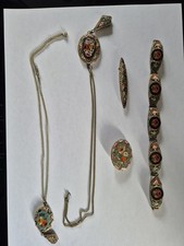 Italian Antique Glass Micro Mosaic  Bracelet, Brooches and Pendants.