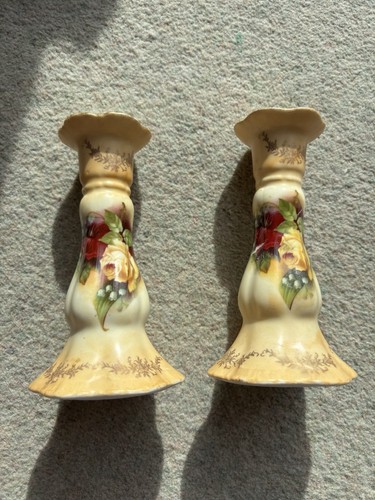 Pair vintage floral porcelain - vintage,