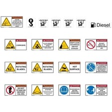 Air compressor safety decals