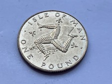 1980 Isle of Man 1 Pound Uncirculated UNC D.M.I.H.E.N AB Die Mark RARE!!