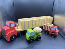 Melissa & Doug Large Toy Wooden Lorry Truck & Stacking Construction Vehicles