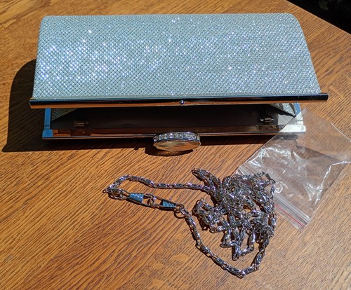 Silver sparkly clutch bag with - clutch,