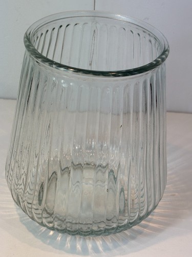 Clear ribbed glass vase - clear,