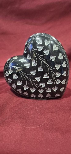 Vintage black soapstone heart - vintage,