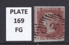 QV 1841 1d Penny Red Imperforate SG8 Alphabet II  Plate 169 FG (2504)