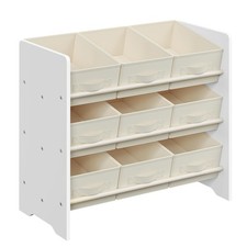 Toy Shelf with 9 Fabric Boxes Kids Storage Unit 3 Tier Cloud White 62x30x60cm