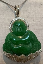 Real Silver/ Jade Buddha Pendant