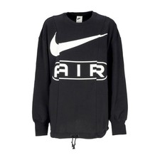 Women’s Nike Air Oversized French Terry Cotton Sweatshirt Size S Black White 