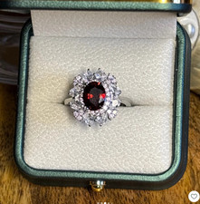Silver 925 Oval Garnet and Cz
