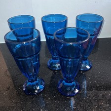Five Pretty  Blue Glass Sundae