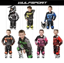 Kids motocross kit set motorbike Wulfsport Matrix MX race shirt pants age 5-10