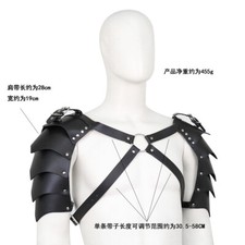 Men Steampunk Gothic PU Leather Double Shoulder Armors Buckle Body Chest Harness