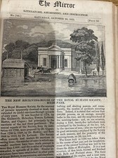 Antique Print 1835 New Receiving House Of Royal Humane Society Hyde Park London