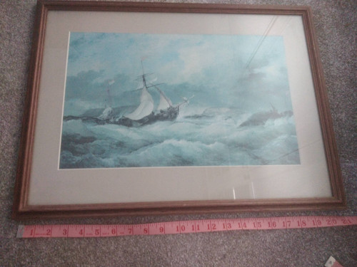 Large framed vintage ship - large,